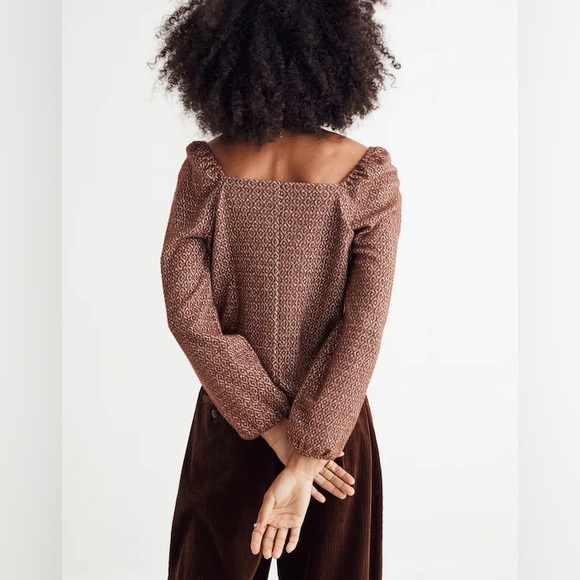 Madewell Geometric Brown Blouse - Picture 3 of 11